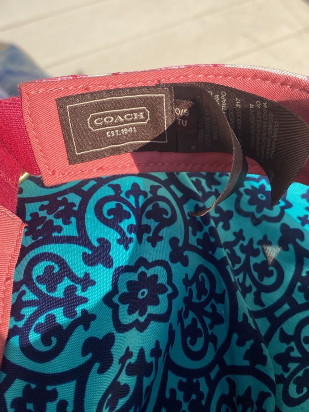 Coach Multicolor Signature Print Visor with Pink Trim - Picture 7 of 7